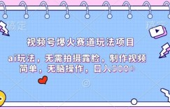 视频号爆火赛道玩法项目，ai玩法，无需拍摄露脸，制作视频简单