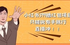 外面收399的小红书撸红包项目，量大管饱，直接冲兄弟们