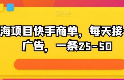 蓝海项目快手商单，每天接一些广告，一条25-50