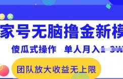 百家号无脑撸金新模式，傻瓜式操作，单人月入1-3万!团队放大收益无上限!