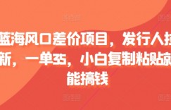 蓝海风口差价项目，发行人拉新，一单35，小白复制粘贴就能搞钱