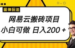 网易云搬砖项目，小自可做，日入200+