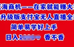 在家就能赚大钱最新升级版支付宝无人直播全教程，简单易学好上手
