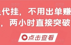 咸鱼代挂，不用出单赚取收益，两小时直接突破1K