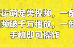 搬运萌宠类视频，一条视频破千万播放，一部手机即可操作