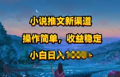 小说推文新玩法，操作简单，收益稳定，很适合小白去做