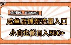 咸鱼店铺新流量入口玩法，小白也能日入500+
