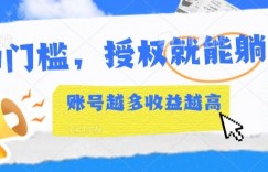 0门槛，授权就能躺赚，账号越多收益越高