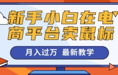 新手小白在电商平台卖鼠标月入过万，最新赚钱教学