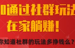 如何通过社群玩法在家躺赚，你知道社群的玩法多挣钱么?