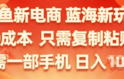 闲鱼新电商，蓝海新玩法，保姆级教程，0成本，只需复制粘贴，小白轻松上手