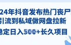 2024年抖音发布热门丧尸剧，引流到私域，做网盘拉新，长久项目