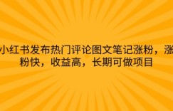 小红书发布热门评论图文笔记涨粉，涨粉快，收益高，长期可做项目