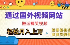 国外视频网站搬运搞笑视频，零基础也可操作，月入上w