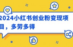 2024小红书创业粉变现项目，每天30分钟100多多劳多得