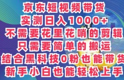 2024最新骚操作，京东带货项目，不需要花里花哨的剪辑，只需要简单的搬运