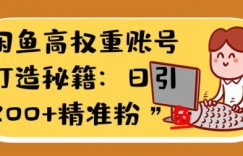 闲鱼高权重账号打造秘籍：日引200+精准流量，轻松变现实战指南