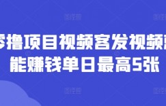 零撸项目视频客发视频就能赚钱单日最高5张