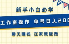 新手小白必学 可工作室操作 单号日入2张 聊天赚钱 在家就能做