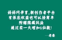 妈妈网孕育，新创作者平台，有保底收益也可以接商单