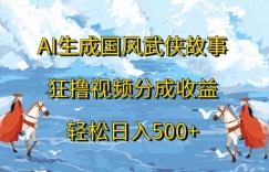 AI生成国风武侠故事，狂撸视频分成收益，轻松日入几张