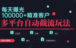 小红书抖音视频号最新截流获客系统，全自动引流精准客户【日曝光10000+】基本上适配所有行业