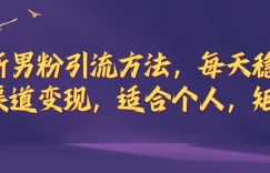 全新男粉引流方法，每天稳定加人，适合个人，矩阵，多渠道变现