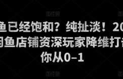 闲鱼已经饱和？纯扯淡！2000家闲鱼店铺资深玩家降维打击带你从0–1