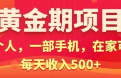 在家就可以做的黄金期项目，一个人，一部手机日入5张