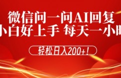 微信问一问AI回复，对新手小白格外友好，每天一小时，轻松日入200+