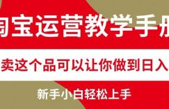 淘宝运营教学手册在淘宝卖这个品可以让你做到日入几张，新手小白轻松上手
