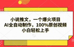 小说推文，一个爆火项目，AI全自动制作，100%原创视频，小白轻松上手