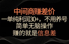 利用信息查赚差价，每单都有高利润，简单无脑操作，轻松日入多张