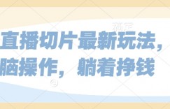 K总直播切片最新玩法，无脑操作，躺着挣钱