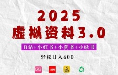 2025年B站+小红书+小黄书+小绿书组合新玩法，虚拟资料3.0打法，轻松日入多张