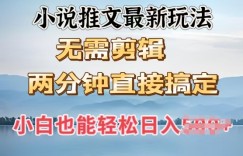 抖推猫最新玩法，小白也能月入5k，小说推文无需剪辑，直接代发，2分钟直接搞定