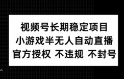 视频号长期稳定项目，小游戏半无人自动直播，官方授权 不违规 不封号