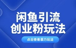 闲鱼引流创业粉0基础及可操作日引流百人保姆级教学