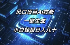 风口项目AI拉新，一键生成，小白轻松日入几十