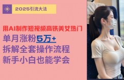 用AI制作短视频高铁美女热门玩法，单月涨粉5万+，拆解全套操作流程，新手小白也能学会
