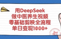 用DeepSeek做中医养生视频，零基础剪映全流程，单日变现多张