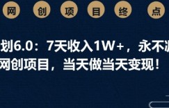 男粉计划6.0：7天收入1W+，永不凋谢的网创项目，当天做当天变现