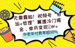 无需露脸，视频号“好运+哲理”赛道冷门掘金，单月变现2W+，中老年付费率超90%