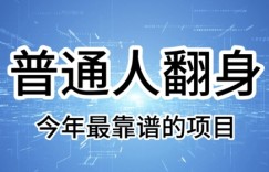 普通人翻身，今年最靠谱的项目，没有门槛，轻松可以月入过W【揭秘】
