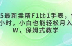 2025最新卖精F1比1手表，每天两小时，小白也能轻松月入过W，保姆式教学