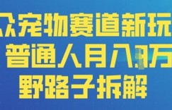 小众宠物赛道新玩法，普通人月入过1W的野路子拆解