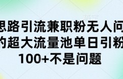 新思路引流兼职粉无人问津的超大流量池单日引粉100+不是问题