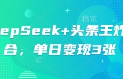 DeepSeek+头条王炸组合，单日变现3张