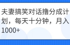 夫妻搞笑对话撸分成计划，每天十分钟，月入1000+