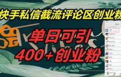 快手私信截流创业粉，一天引流400+